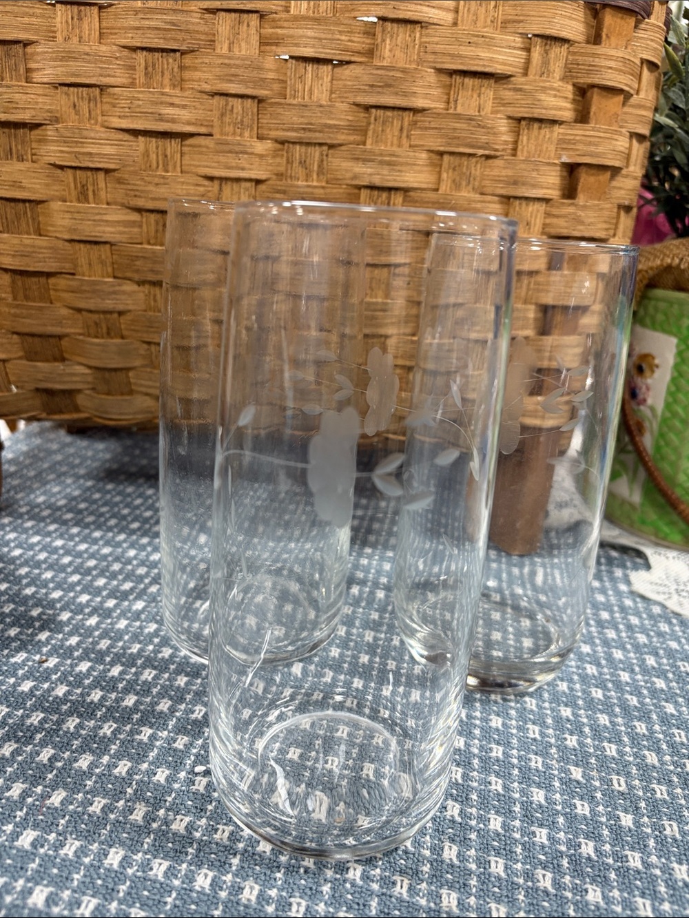 Princess House Heritage pattern clear crystal tumblers